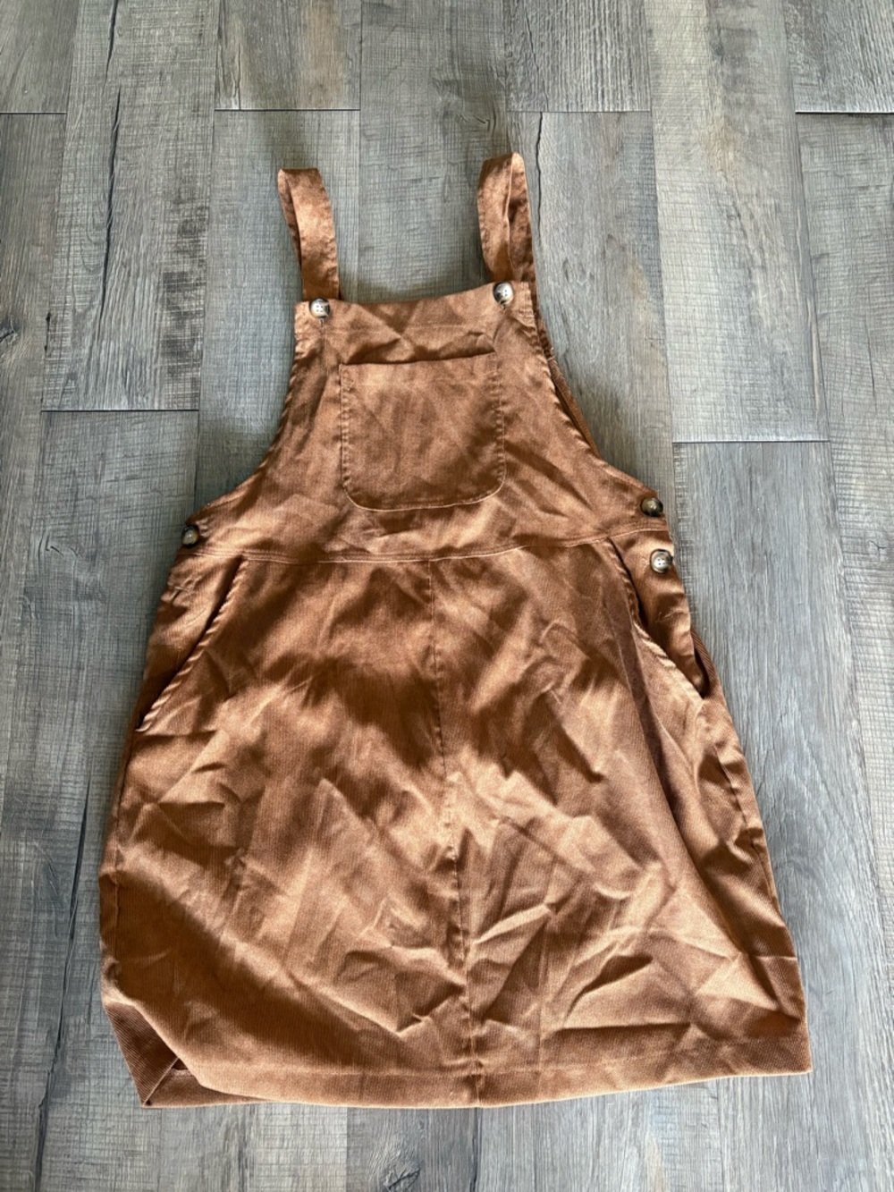 Corduroy Pinafore Dress in Rich Brown